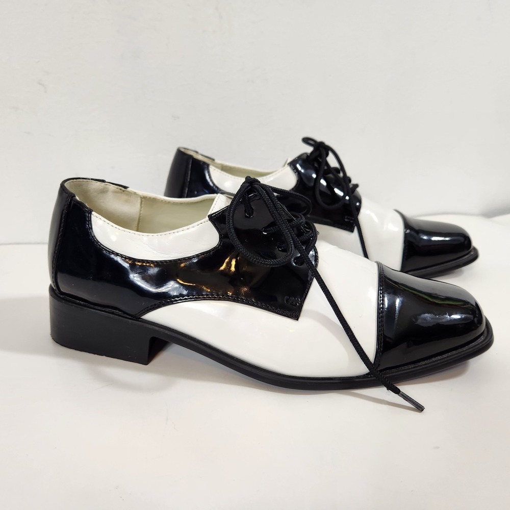 Funtasma Disco Black White Spectator Oxford Patent Costume Shoes Mens Sz S 8-9 - Picture 2 of 16
